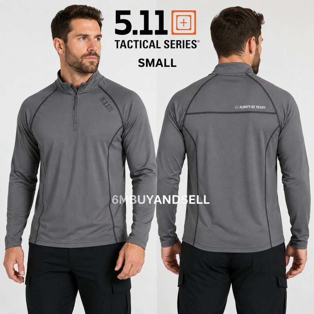 5.11 Tactical Series Mens Gray Quarter Zip Pullover Training Shirt S RN109614